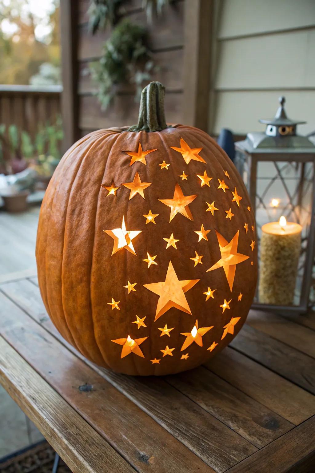 Brighten your autumnal evenings with a starry carved gourd masterpiece.