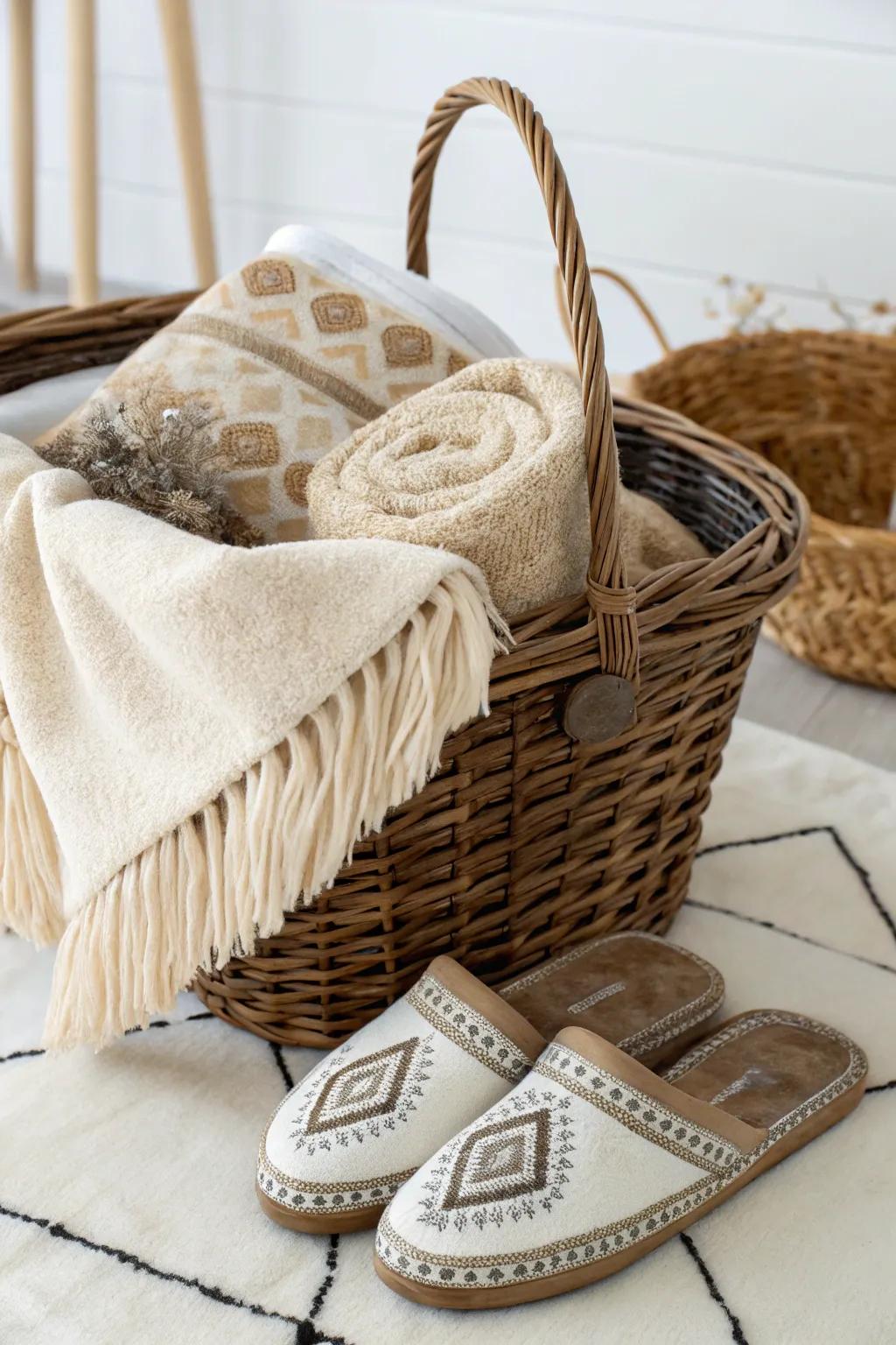 Wrap up in cozy comfort with this delightful gift basket, ideal for a relaxing evening.