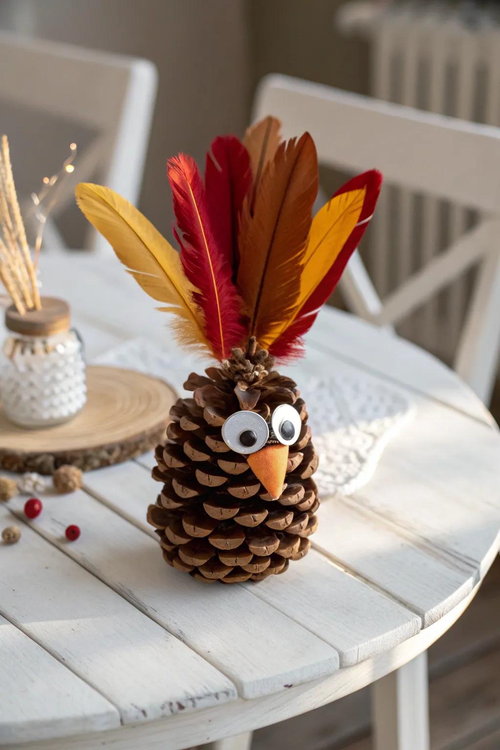 Transform nature's endowments into delightful Thanksgiving ornamentation with these Pine Cone Turkeys. 🍂🦃✨