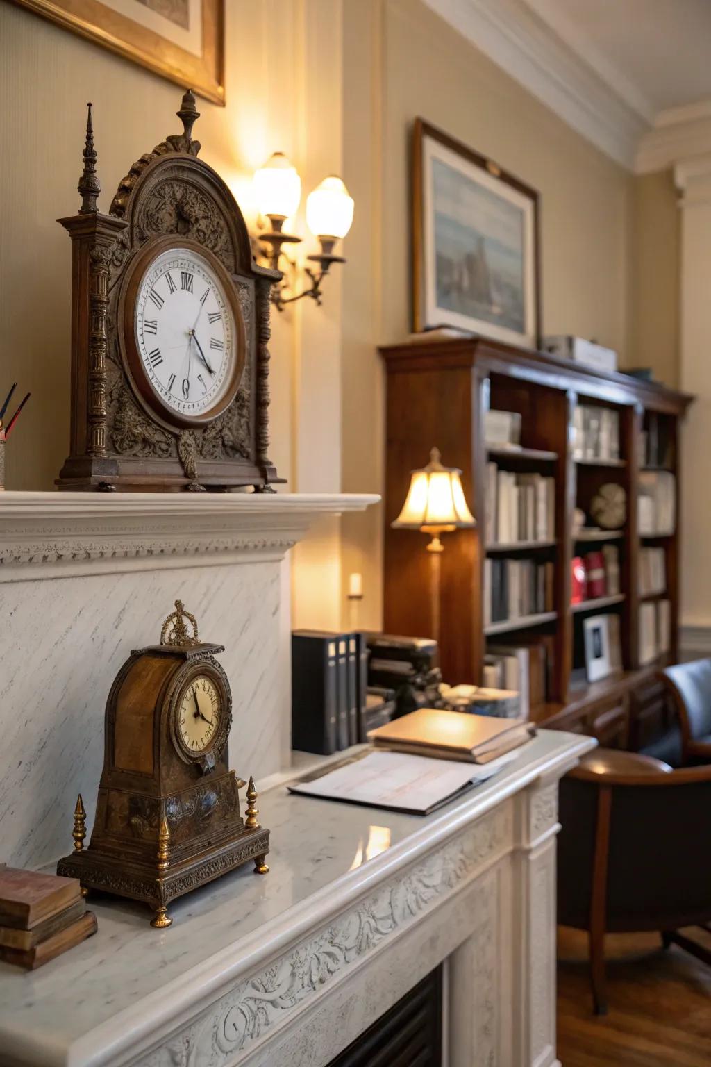 A timepiece collectible introduces ageless charm and sophistication.