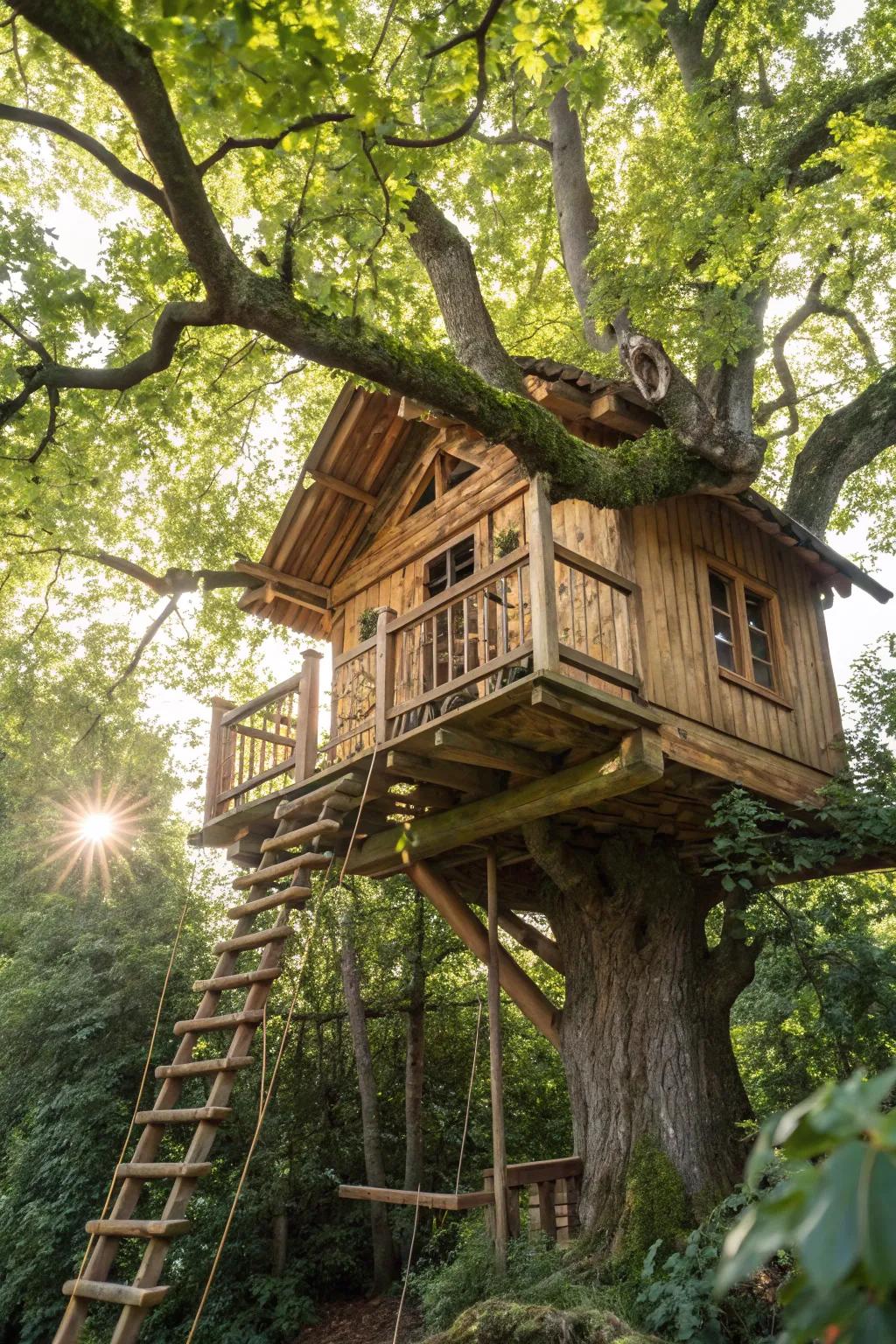 Encounter the splendor of nature through this expertly fashioned treehouse, where escapade harmonizes with serenity.