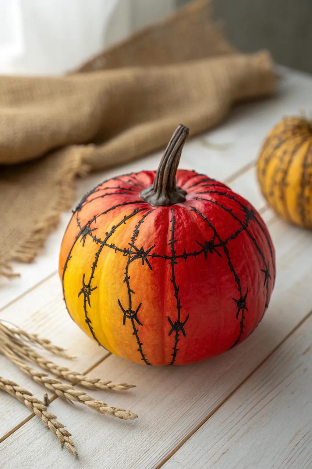 Contribute a touch of Western panache to your décor with this striking spiked wire pumpkin design!