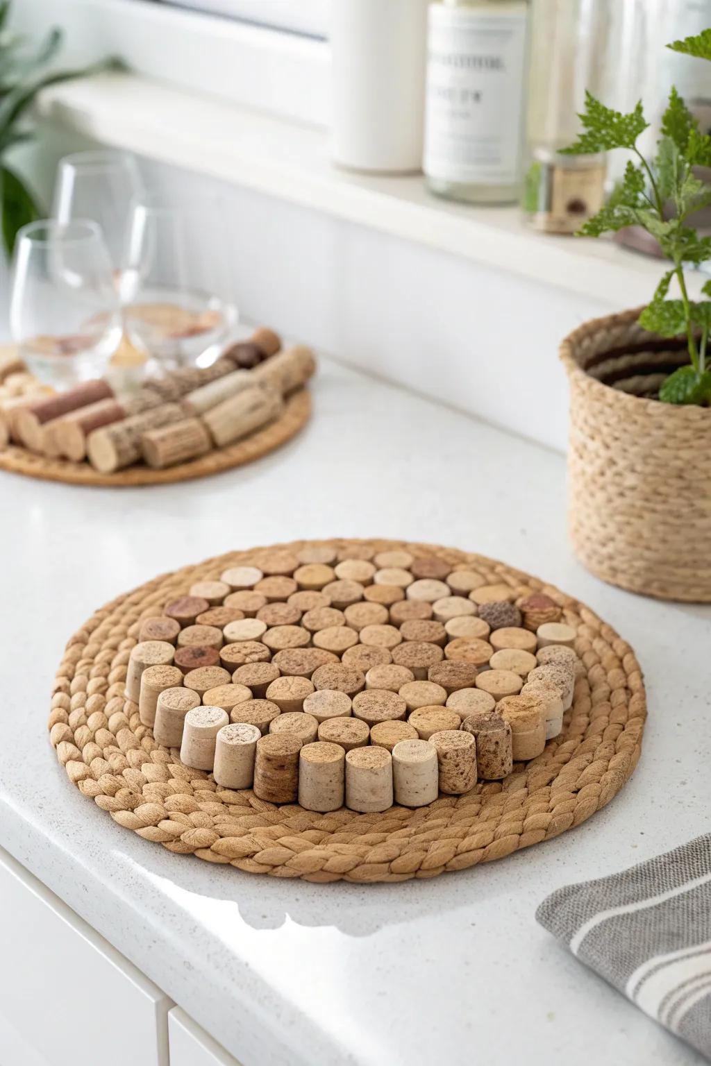 Elevate your kitchen design with crafted cork hot pads, where functionality meets minimalist refinement.