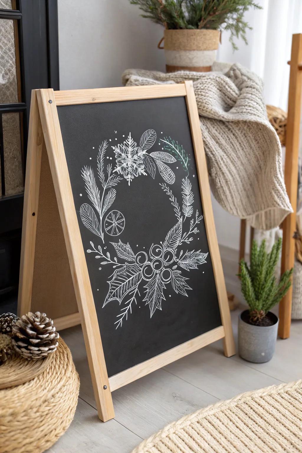 Embrace winter's elegance through a handcrafted drawing board garland that warms up your expanse through simplicity and charm.