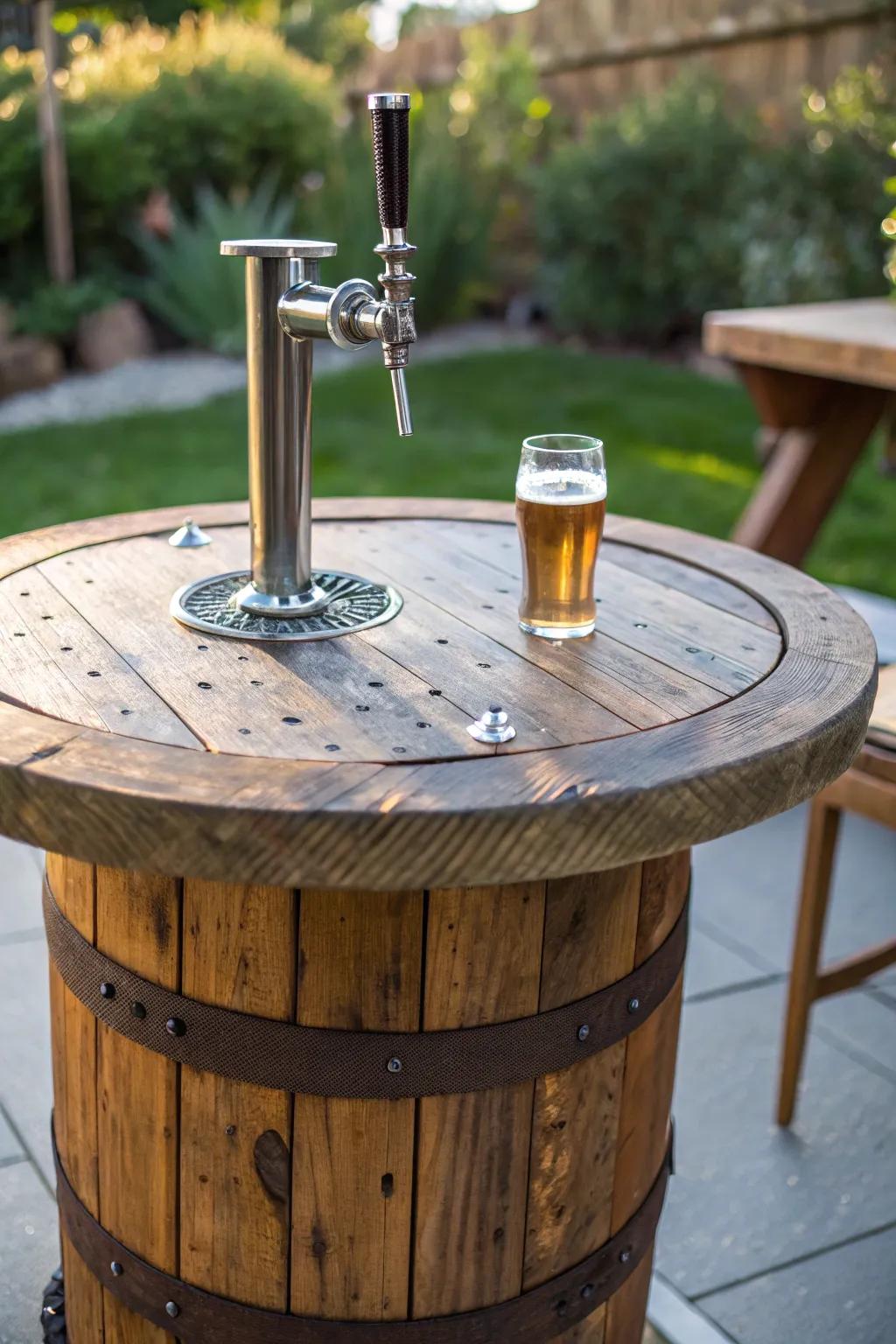 Elevate your BBQ game with a handcrafted spool kegerator, where style meets function.