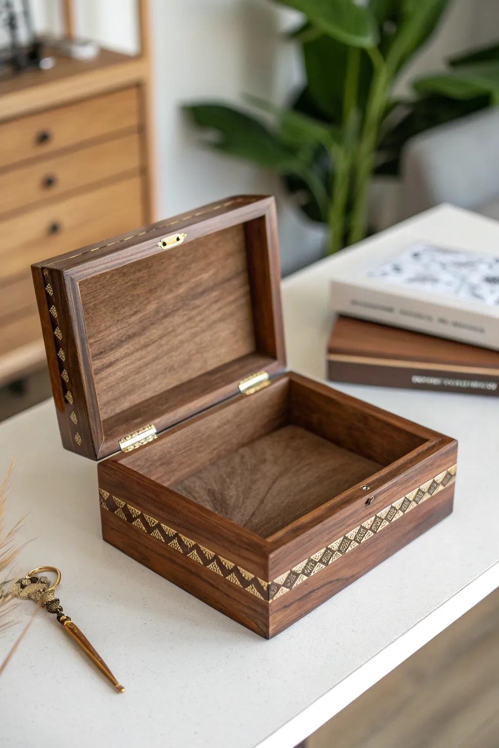 Discover the elegance of simplicity with this handcrafted wooden trinket chest, where mystery meets minimalism.