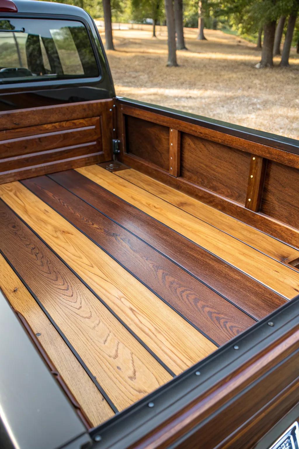 Elevate your truck with the captivating allure of a bi-chromatic lumber coating, where craftsmanship meets style.