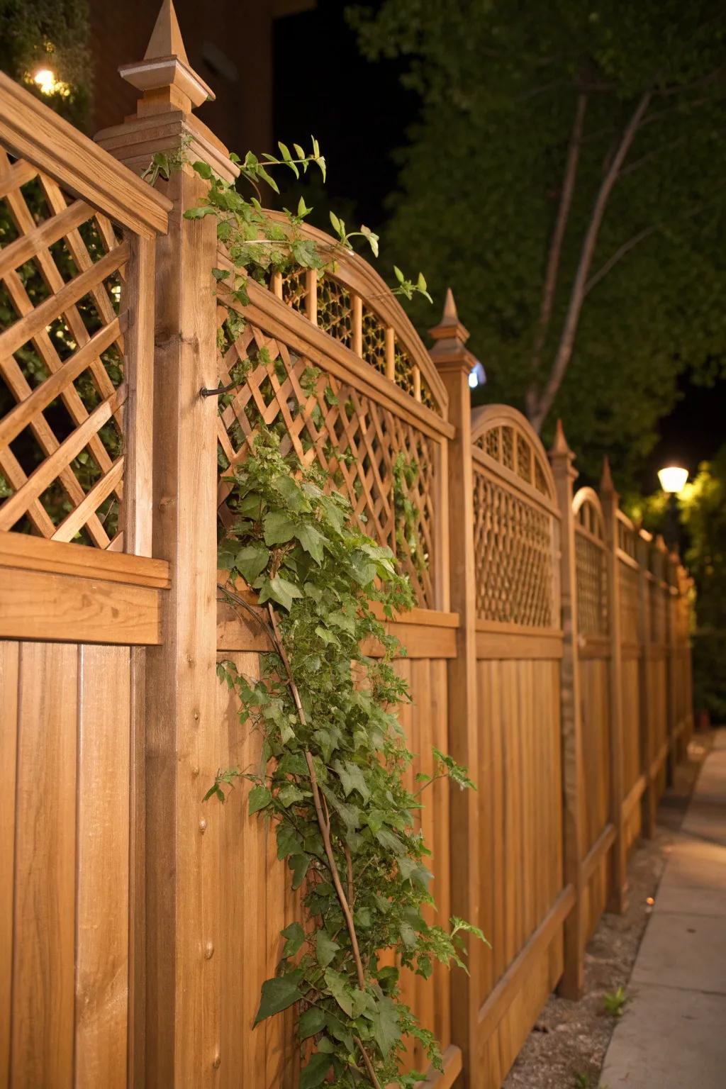 Elevate your garden through the ageless elegance of a framework-topped fence.