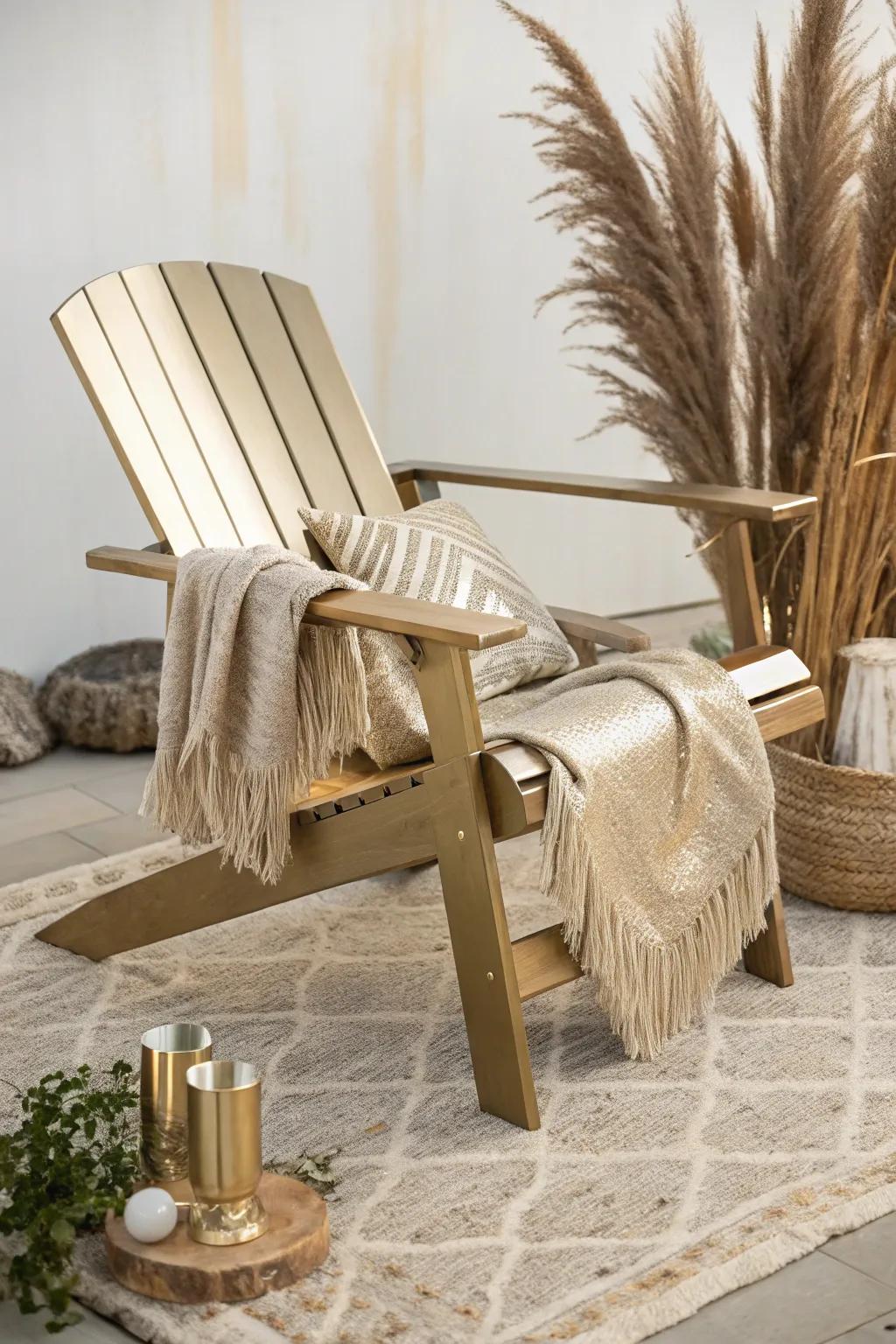 Infuse a hint of gleaming grace into your garden with a glamorous Adirondack chair makeover.
