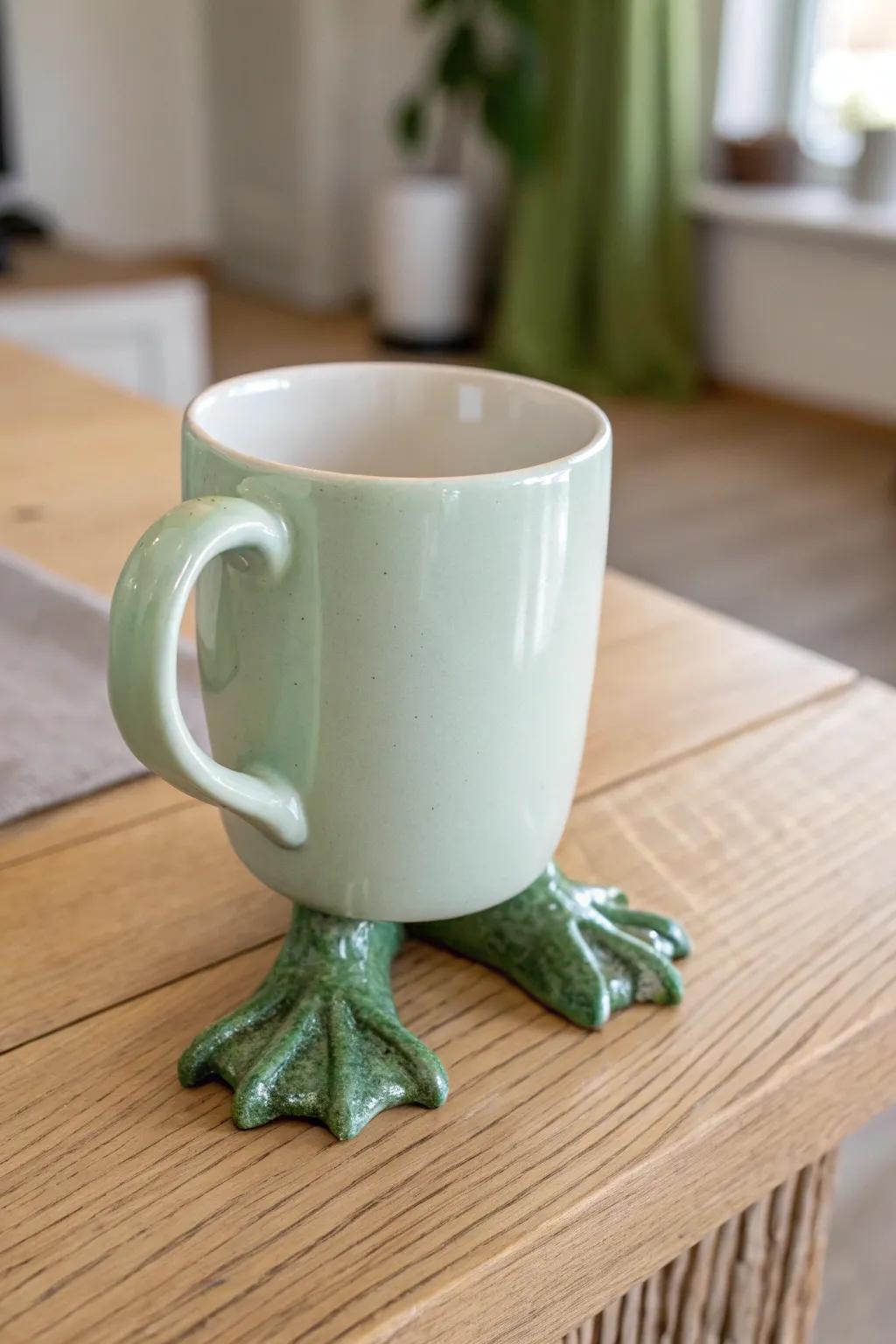 Introduce a dash of whimsy with these delightful reptile-footed mugs, perfectly suited for a minimalist yet playful aesthetic.