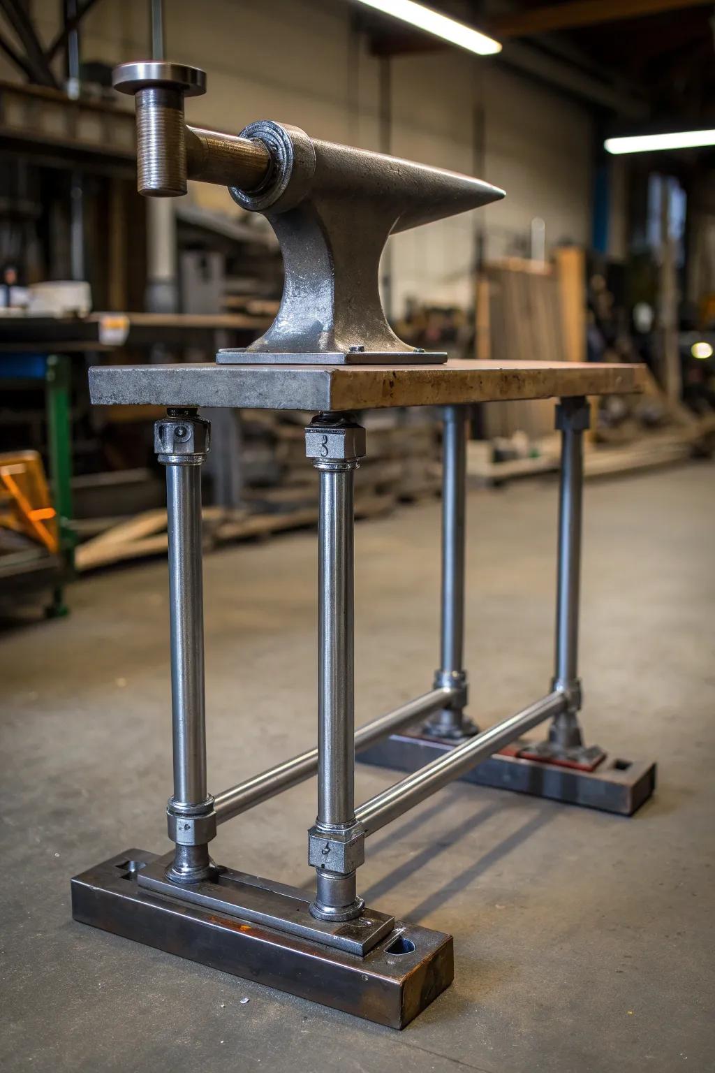 Enhance your forge with this stylish and sturdy forge pipe anvil stand.