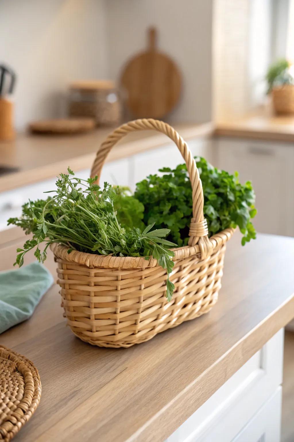 Embrace the essence of nature with the artful elegance of woven textures in your kitchen.