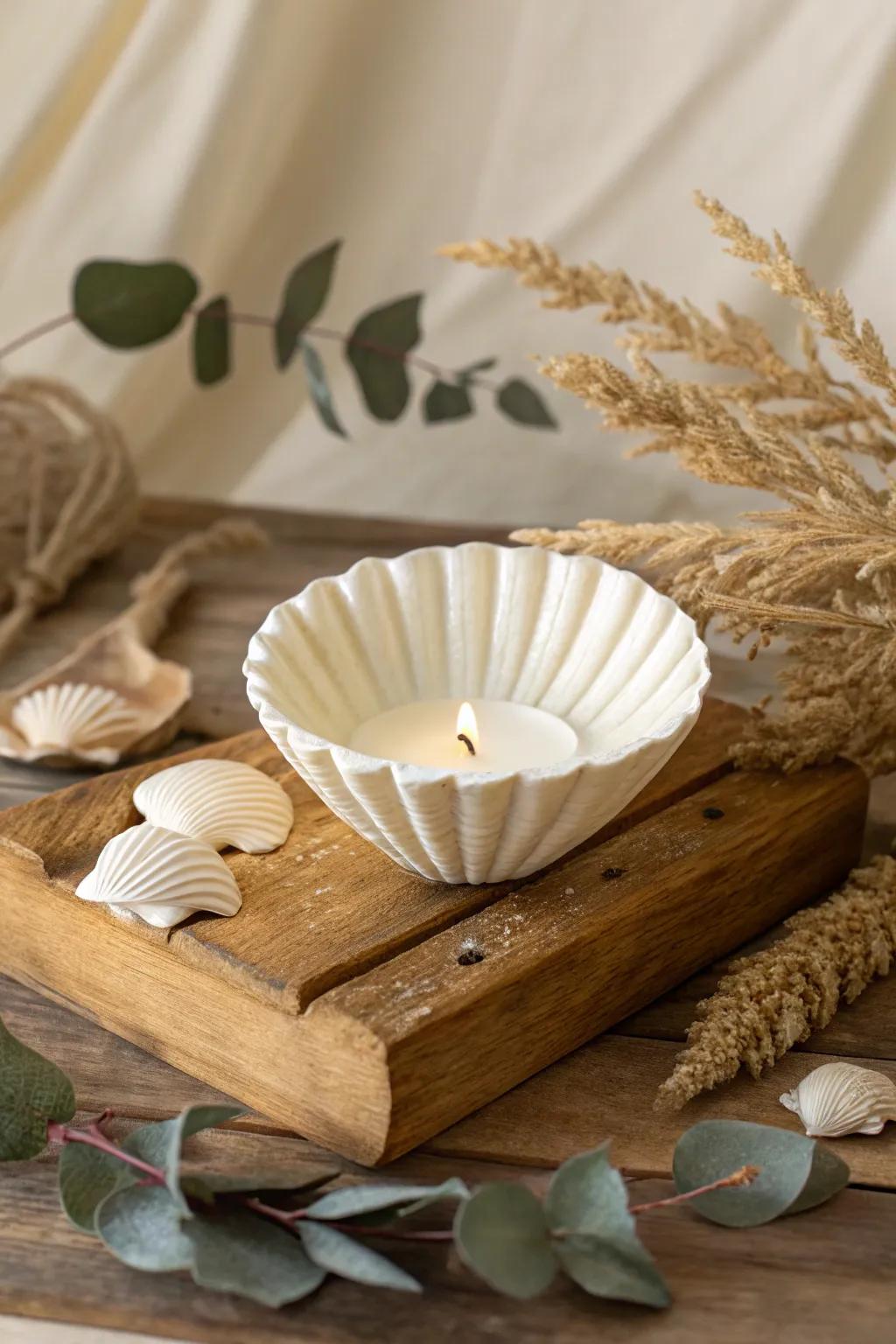Illuminate your area with the innate sophistication of a handcrafted seashell candle holder. Ideal for infusing an element of surprise into any decor.