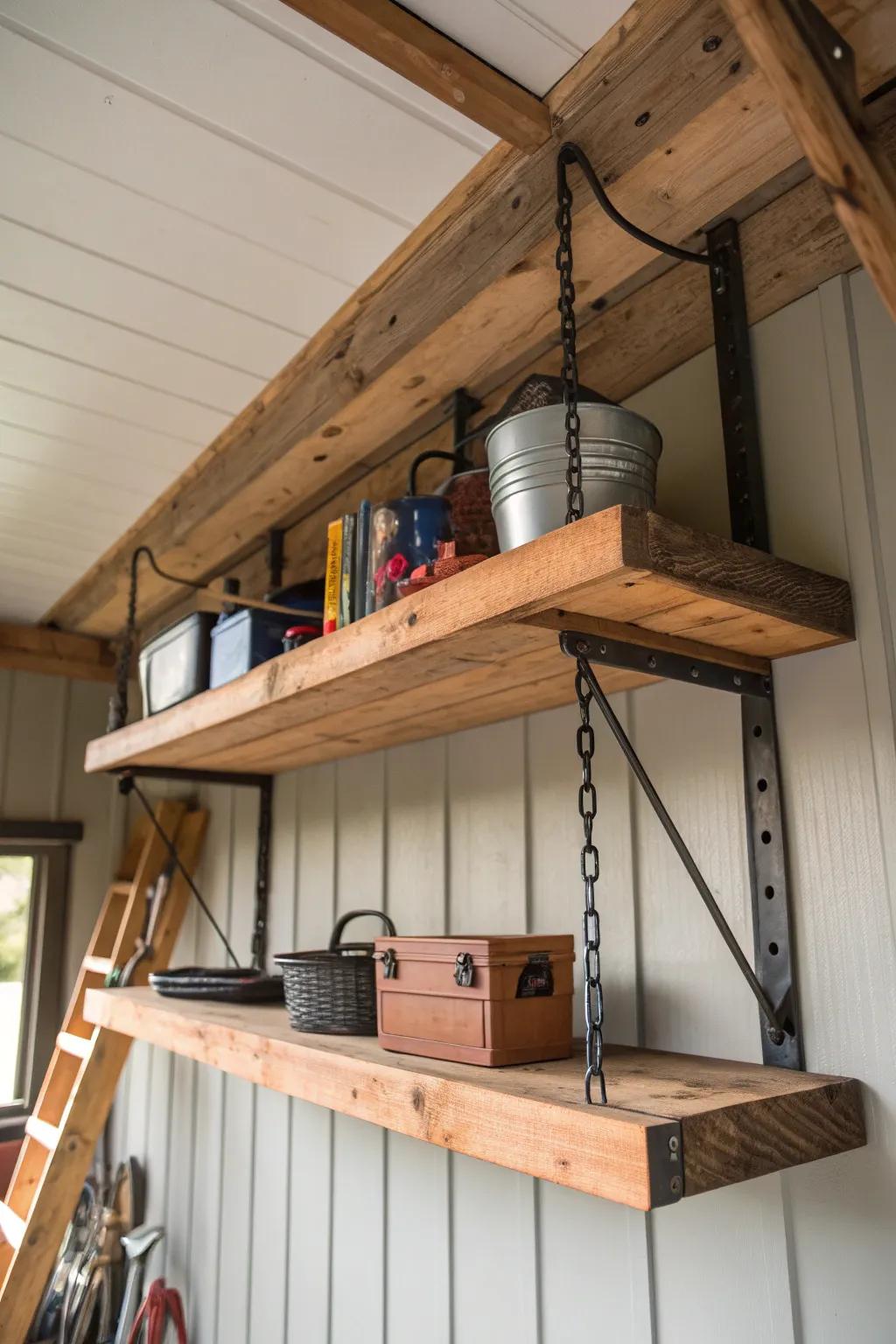 Make the most of your shed's potential with stylish high-level storage. Perfect for the craftsmanship enthusiast.