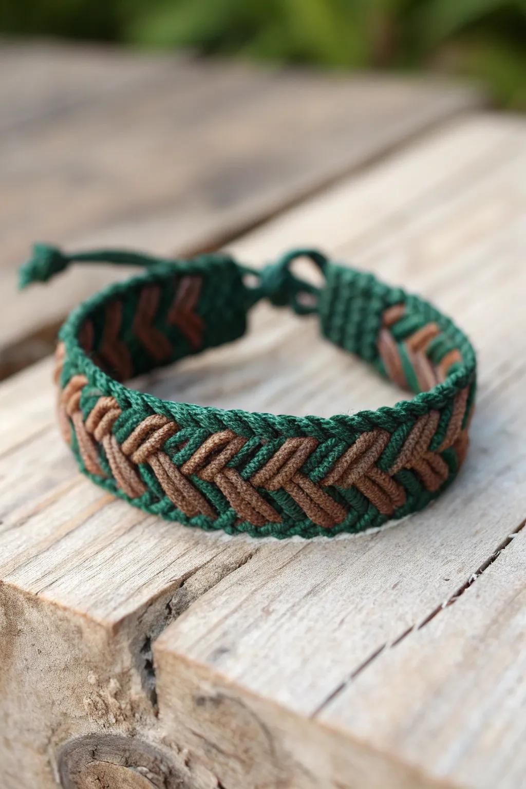 Embrace the spirit of the forest with a chevron wristband that whispers adventure and nature's beauty.