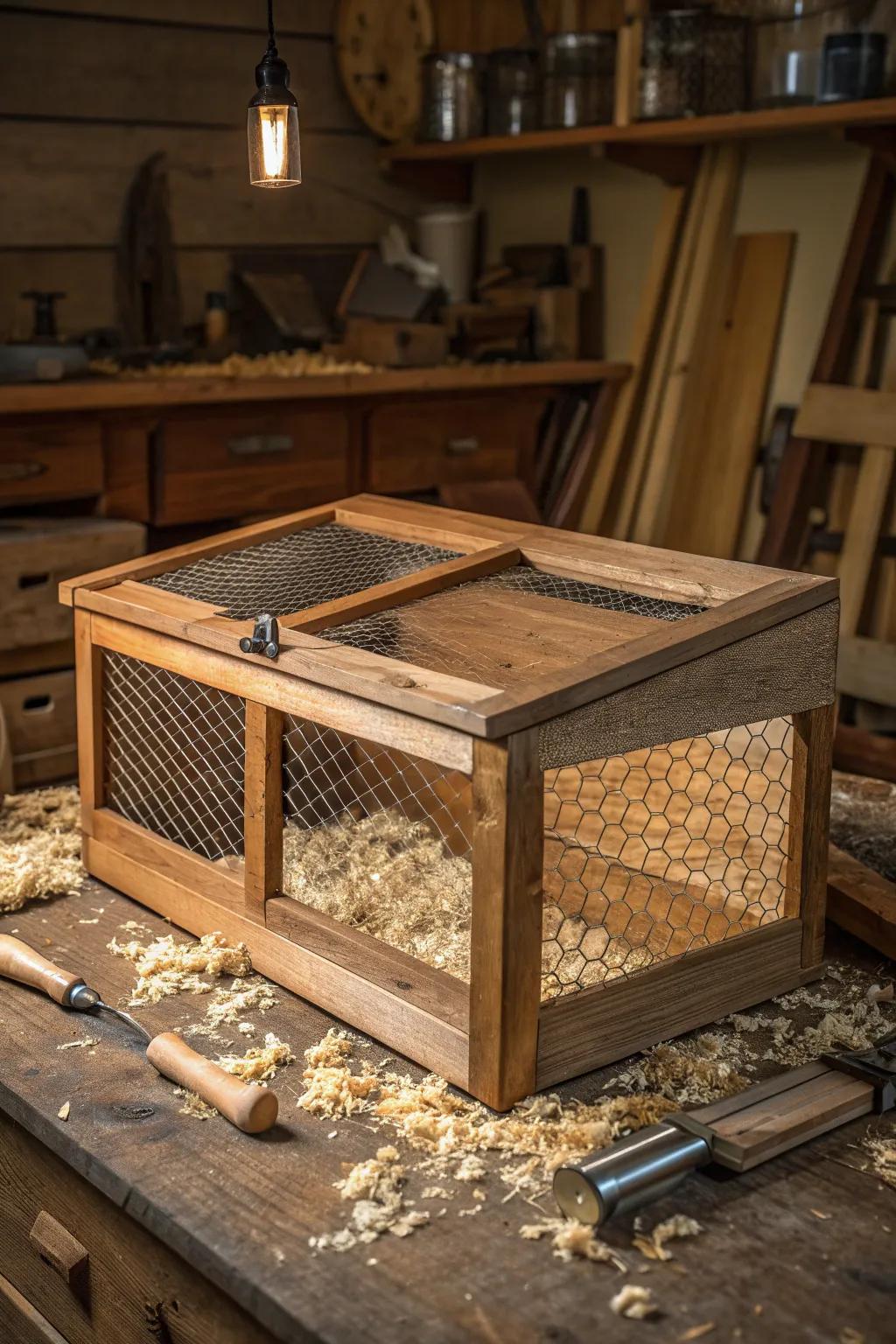 Craftsmanship at its finest: A DIY chicken brooder from reclaimed materials.