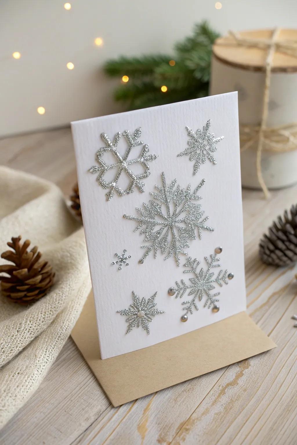 Encapsulate the enchantment of winter through a subtle hint of shimmering elegance.