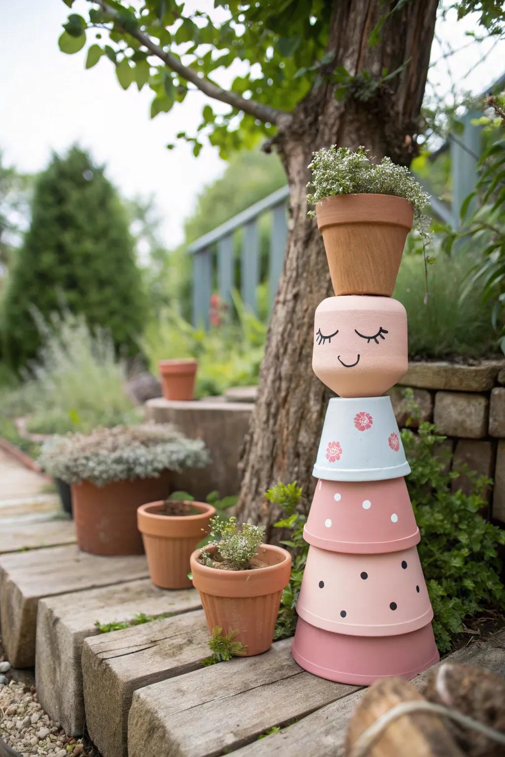 Greet your novel garden companion: a capricious earthenware effigy imbuing gaiety and allure into your outdoor expanse.