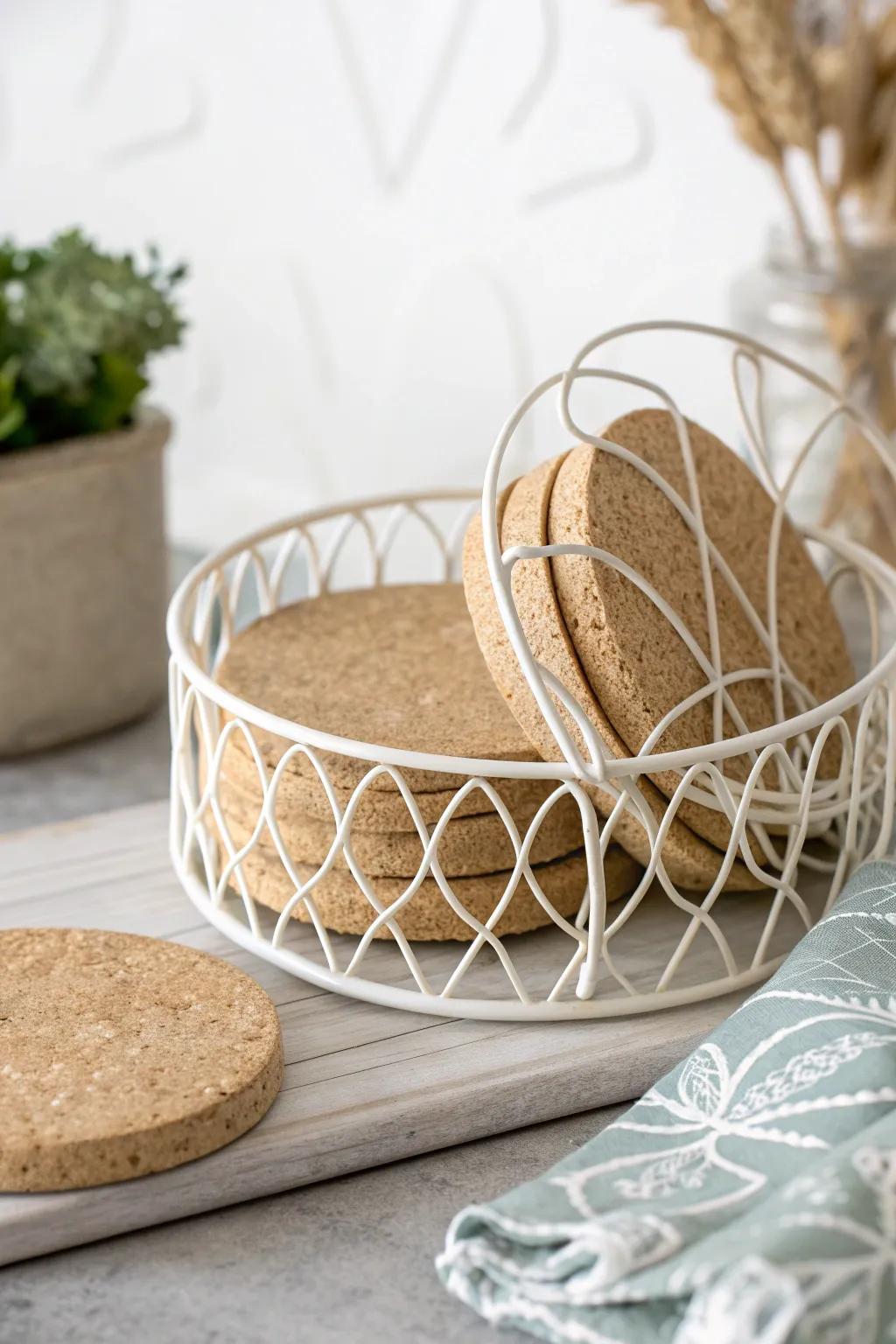 Embrace the art of simplicity with this handcrafted wire structure coaster holder, where minimalism meets boho elegance.