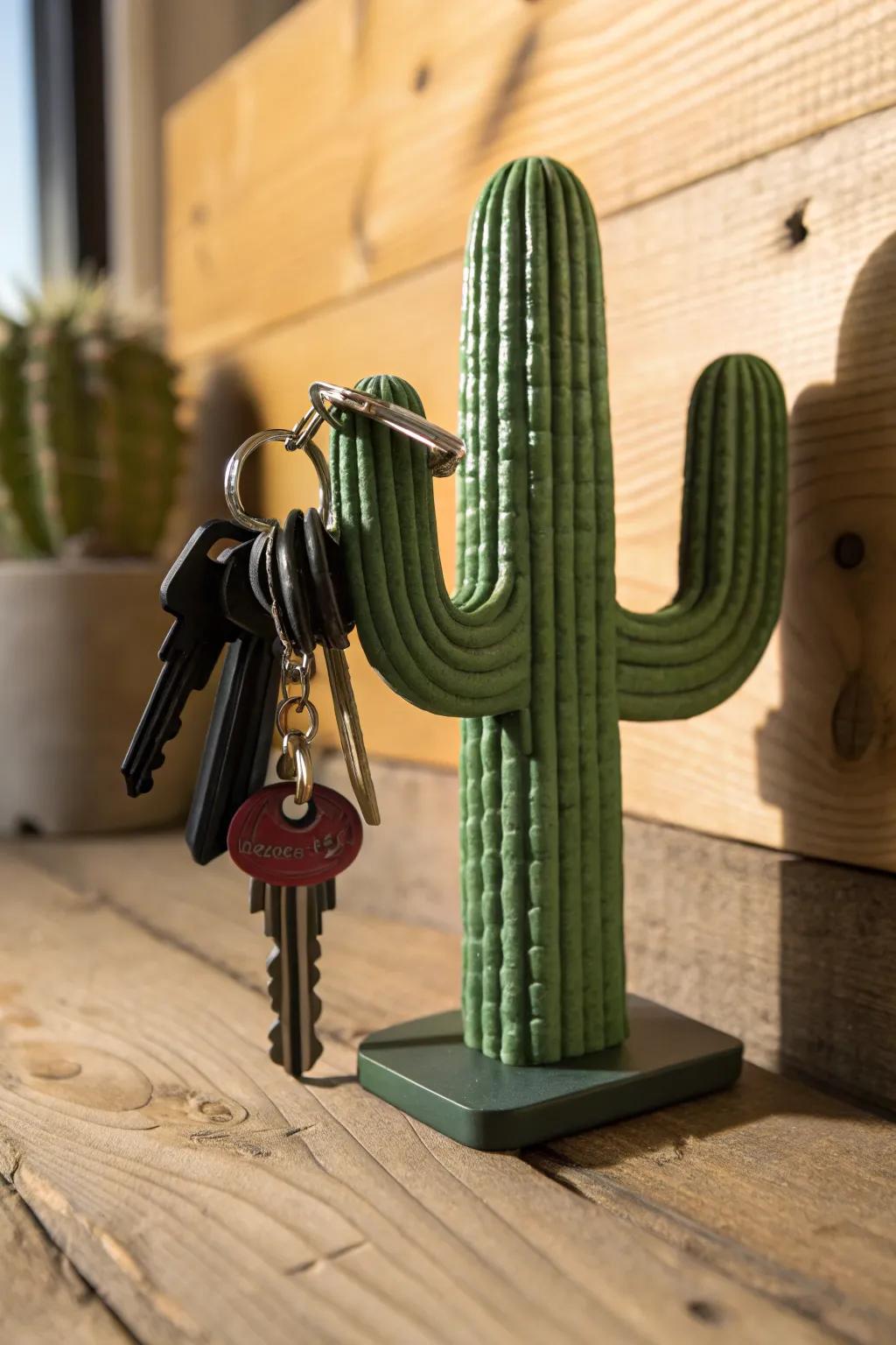 Revitalize your entryway with this chic, additive manufactured cactus key keeper, where design fulfills function.