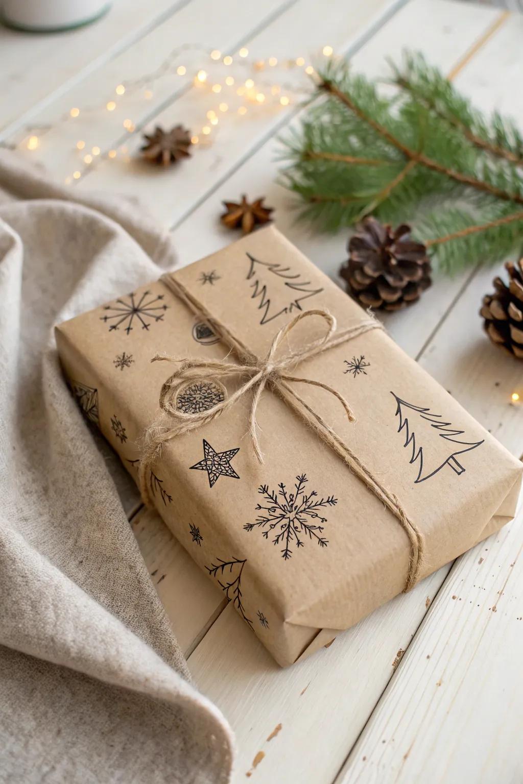 Add a personal touch to your gifts with hand-drawn winter motifs that charm and delight.