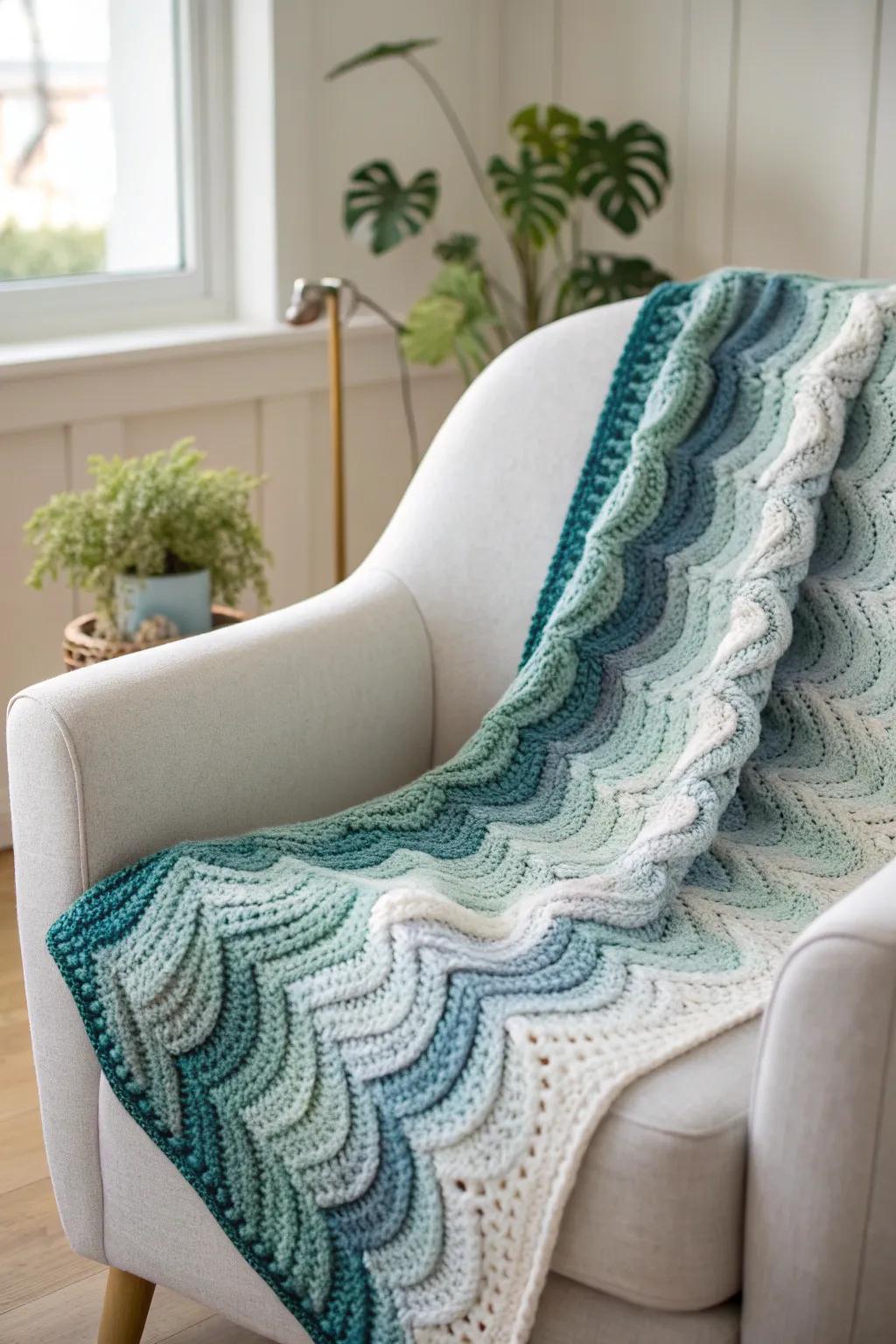 Embrace equanimity via the Undulating Billows Throw, where artisanship converges with nature's tinctures.