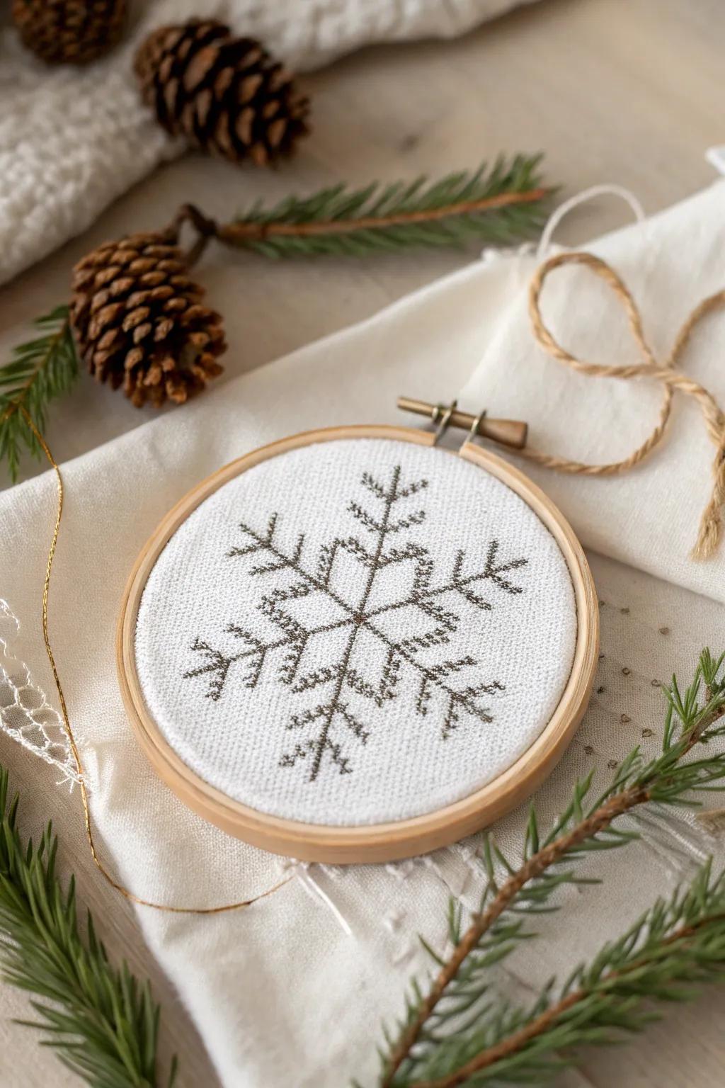Impart a dash of handcrafted sophistication to your holiday embellishments with this delightful cross-stitched bauble.