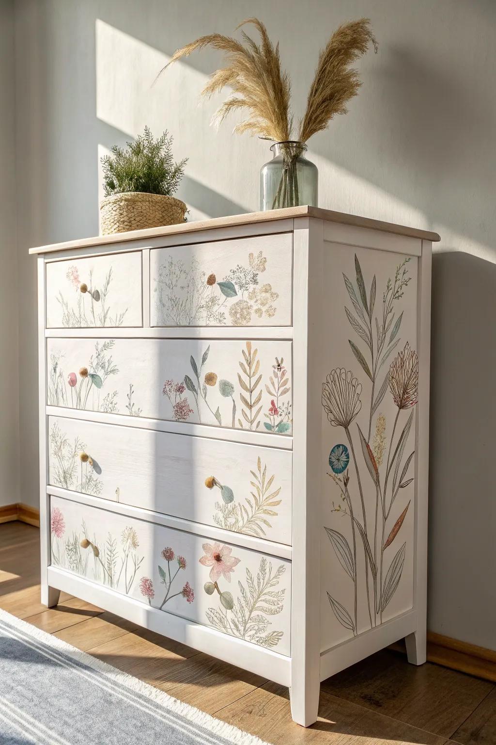 Transform your space with a dresser that's a work of art—where minimalist design meets bohemian flair.