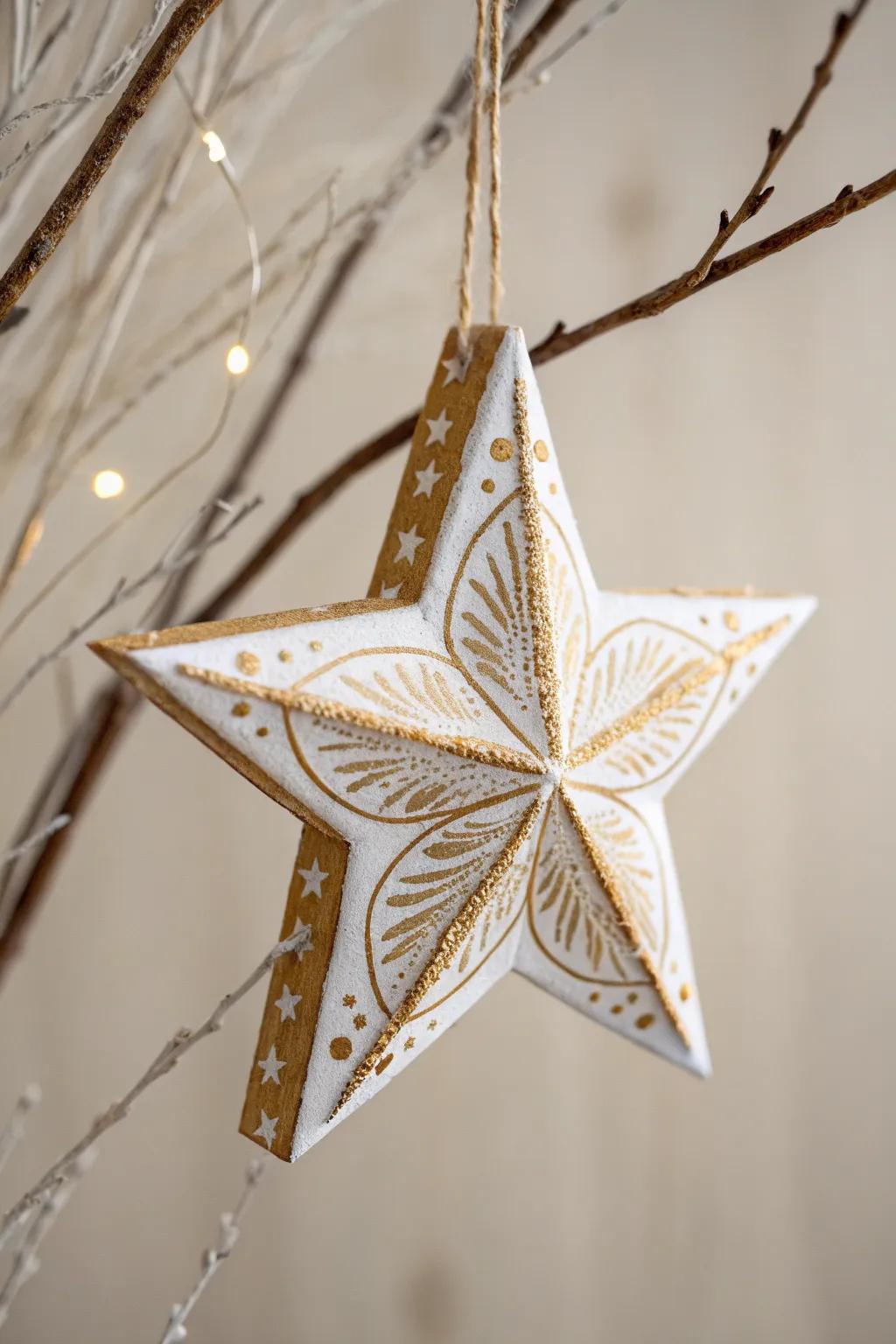 Designed with affection: An unpretentious yet breathtaking paperboard star ornament that encapsulates the spirit of ingenuity and Yuletide joy.