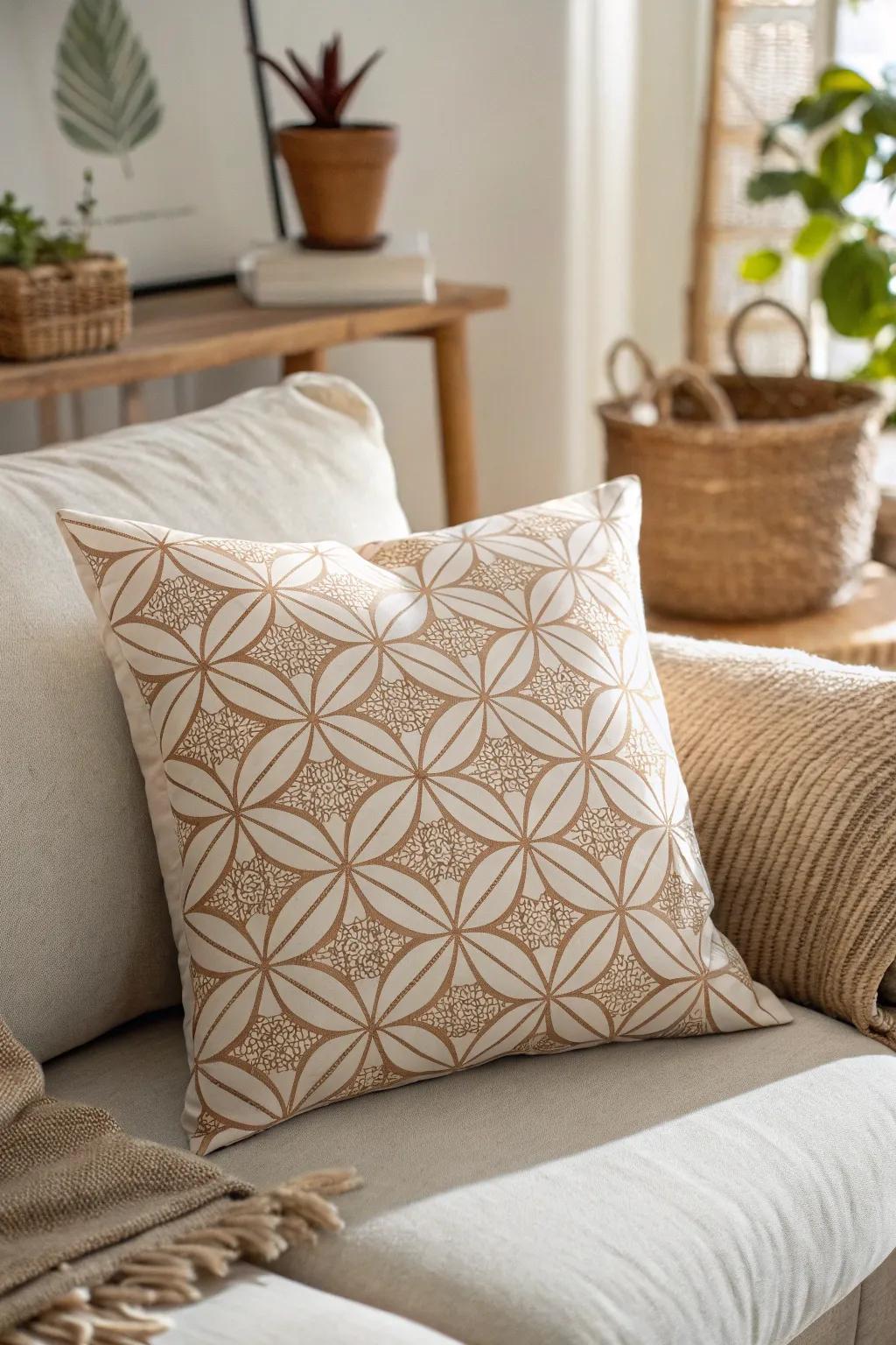 Refresh your space with the elegance of stenciled pillow covers – a simple DIY touch for cozy, minimalist charm.