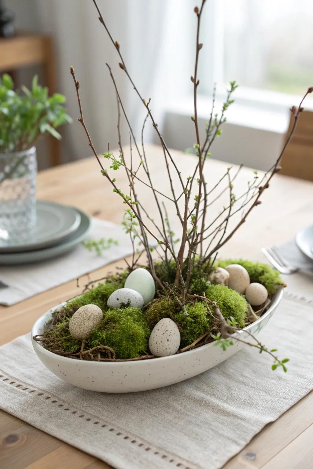 Embrace countryside elegance this Easter through an uncomplicated, nature-inspired centerpiece.