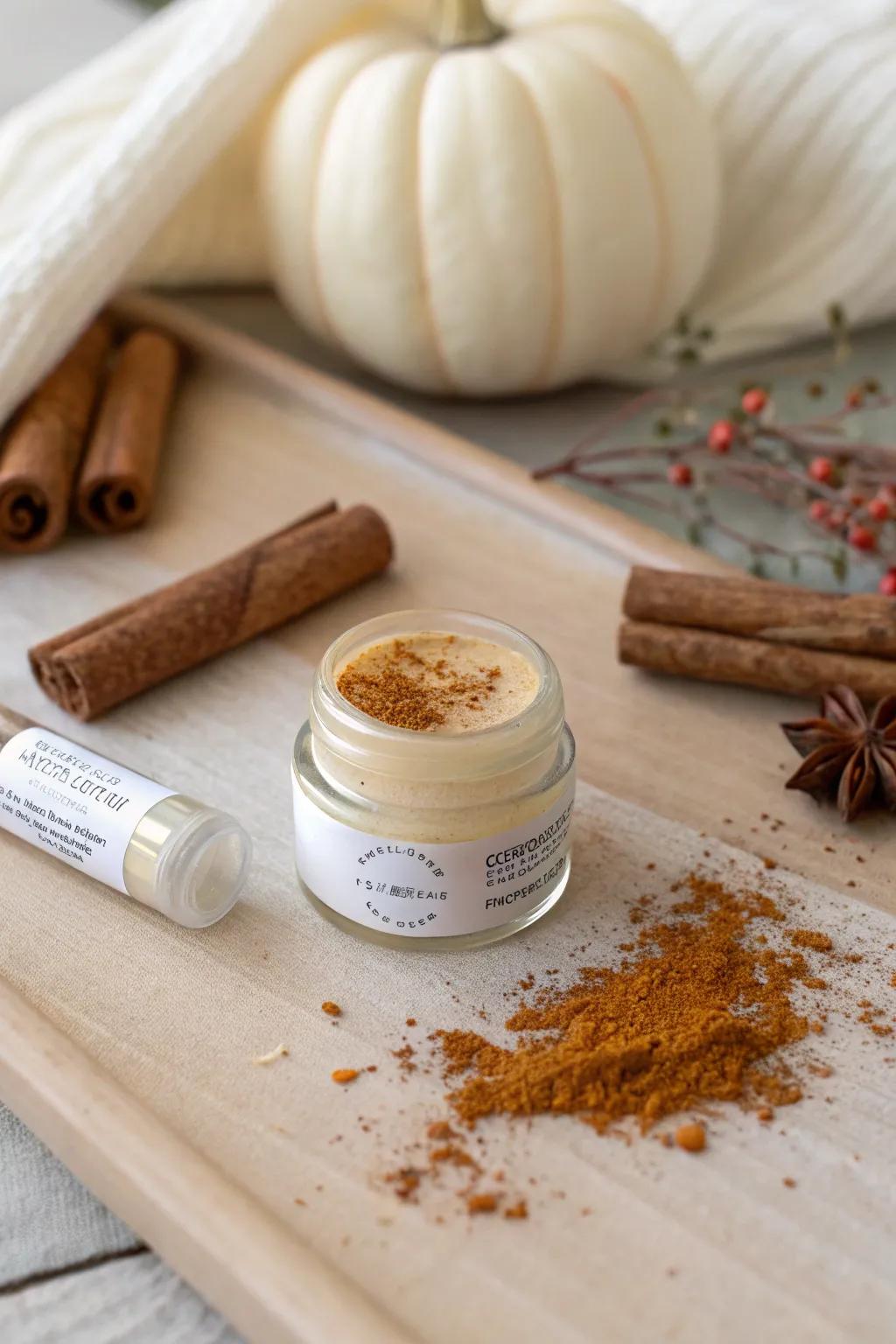 Embrace autumn's warmth with this handcrafted spiced squash lip balm, the perfect blend of simplicity and seasonal charm.