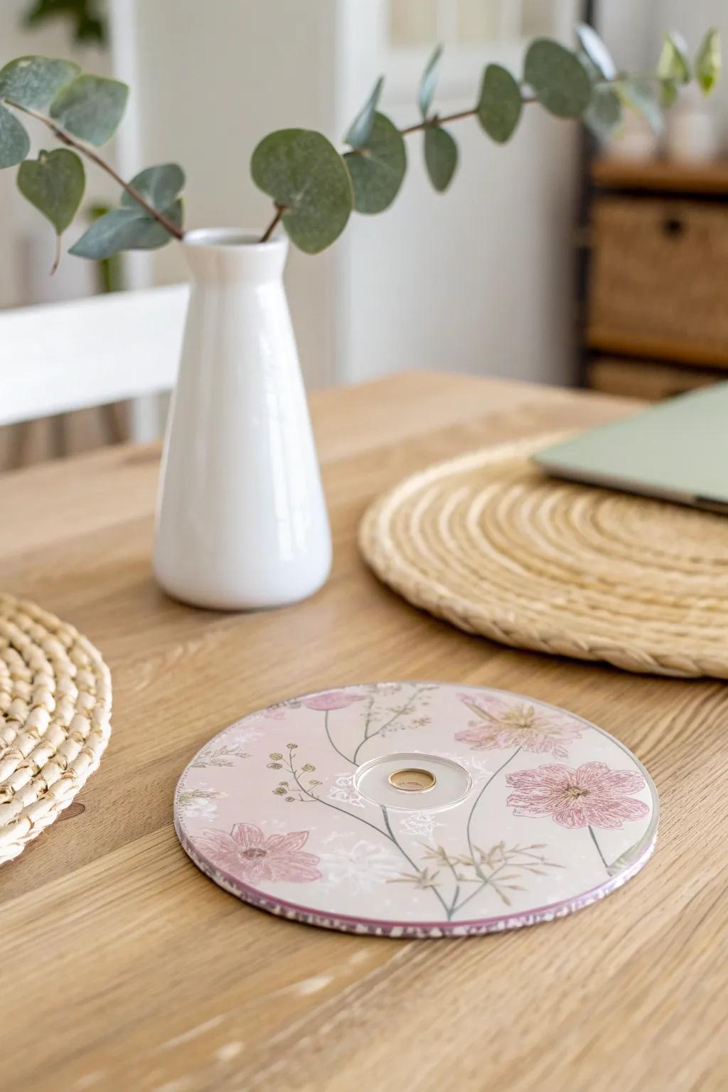 Upgrade your table arrangement using these charming renewed acoustic plate coasters, mixing nostalgia with minimalist elegance.