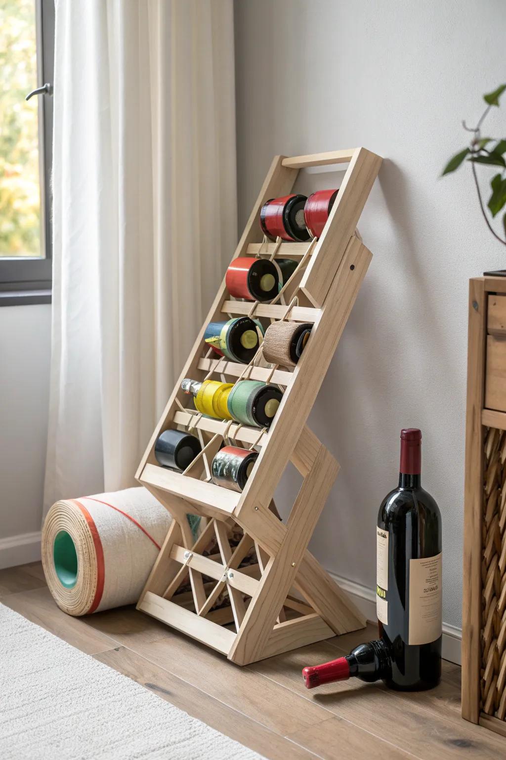 Transform your area with this elegant adhesive material storage solution, where utility and Scandinavian design collide!