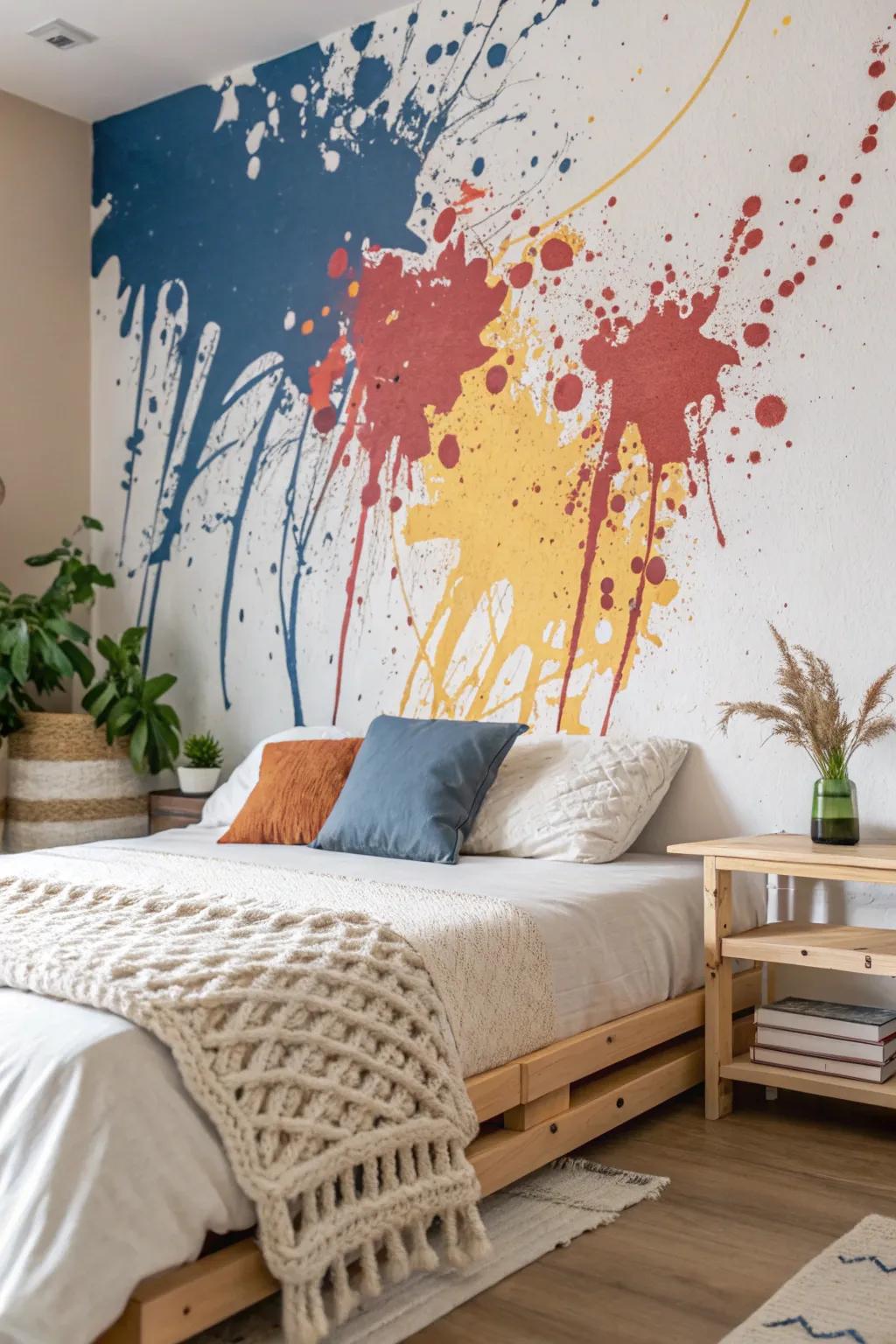 Incorporate a dash of contemporary art to your sleeping quarters for an energetic and captivating aesthetic.