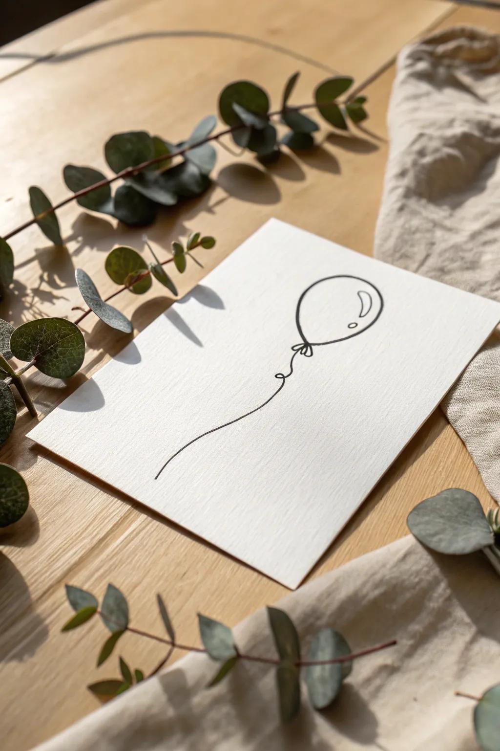 Celebrate creativity with a minimalist single-stroke birthday card design!