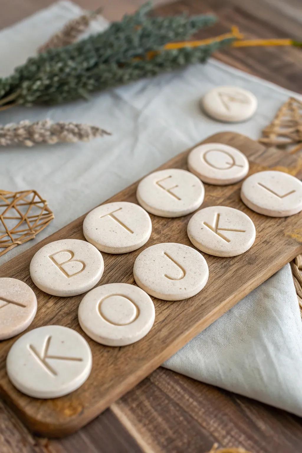 Craft your own alphabet fasteners for a personalized touch to your kitchen decor—where simplicity meets artistry.