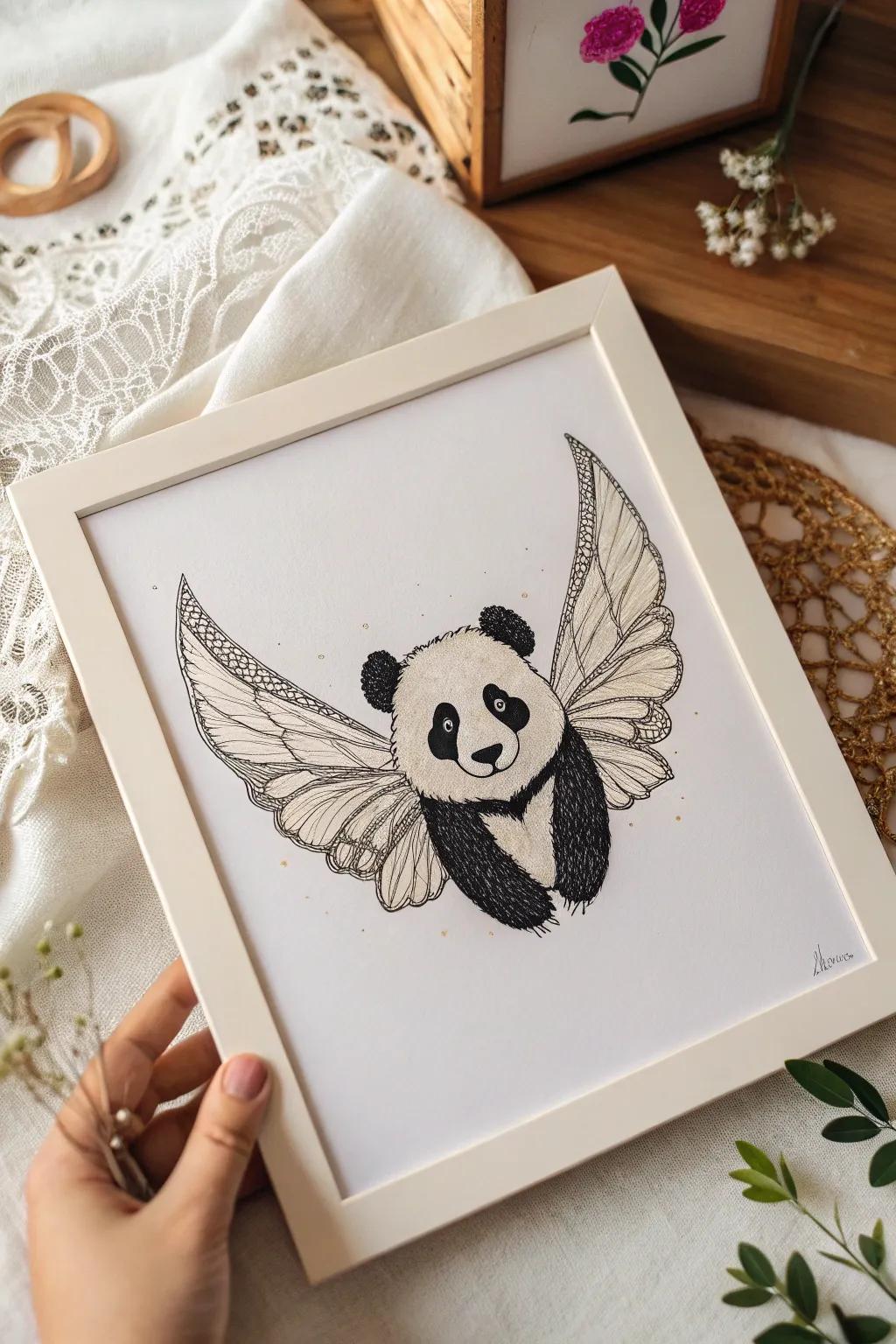 Unleash your creative thinking using a whimsical panda that takes flight.