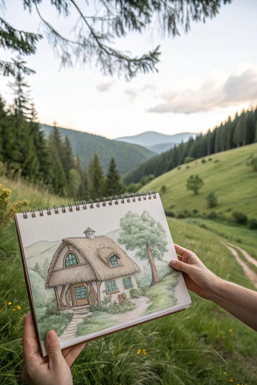 Discover serenity in the particulars of this charming house illustration.