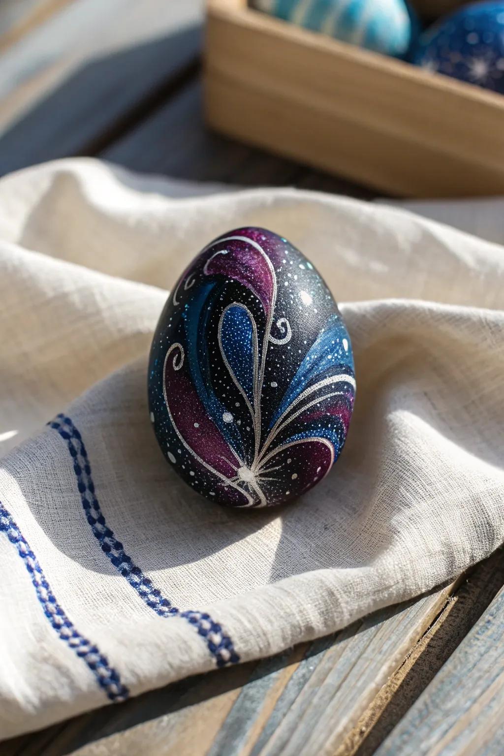 Explore the cosmos with these stunning galaxy-painted eggs, where artistry complements the beauty of the universe.