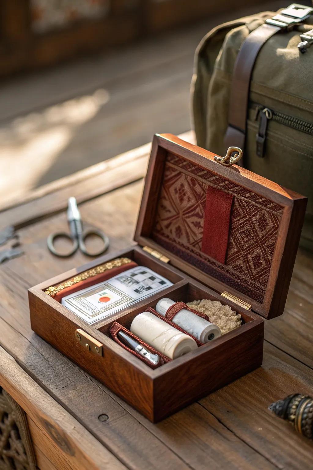 Craftsmanship converges with functionality: Transform your wooden container into the quintessential mobile aid provision.