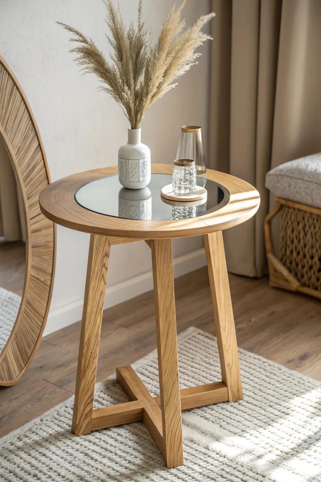 Elevate your area through a sprinkle of glamour and simplicity through a reflective surface top end table.
