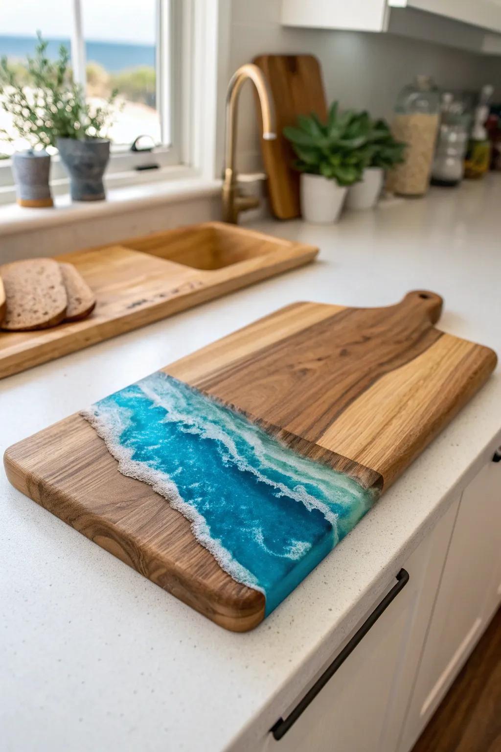 Transform your kitchen through the grace of resin artistry—where craftsmanship converges with inherent splendor.