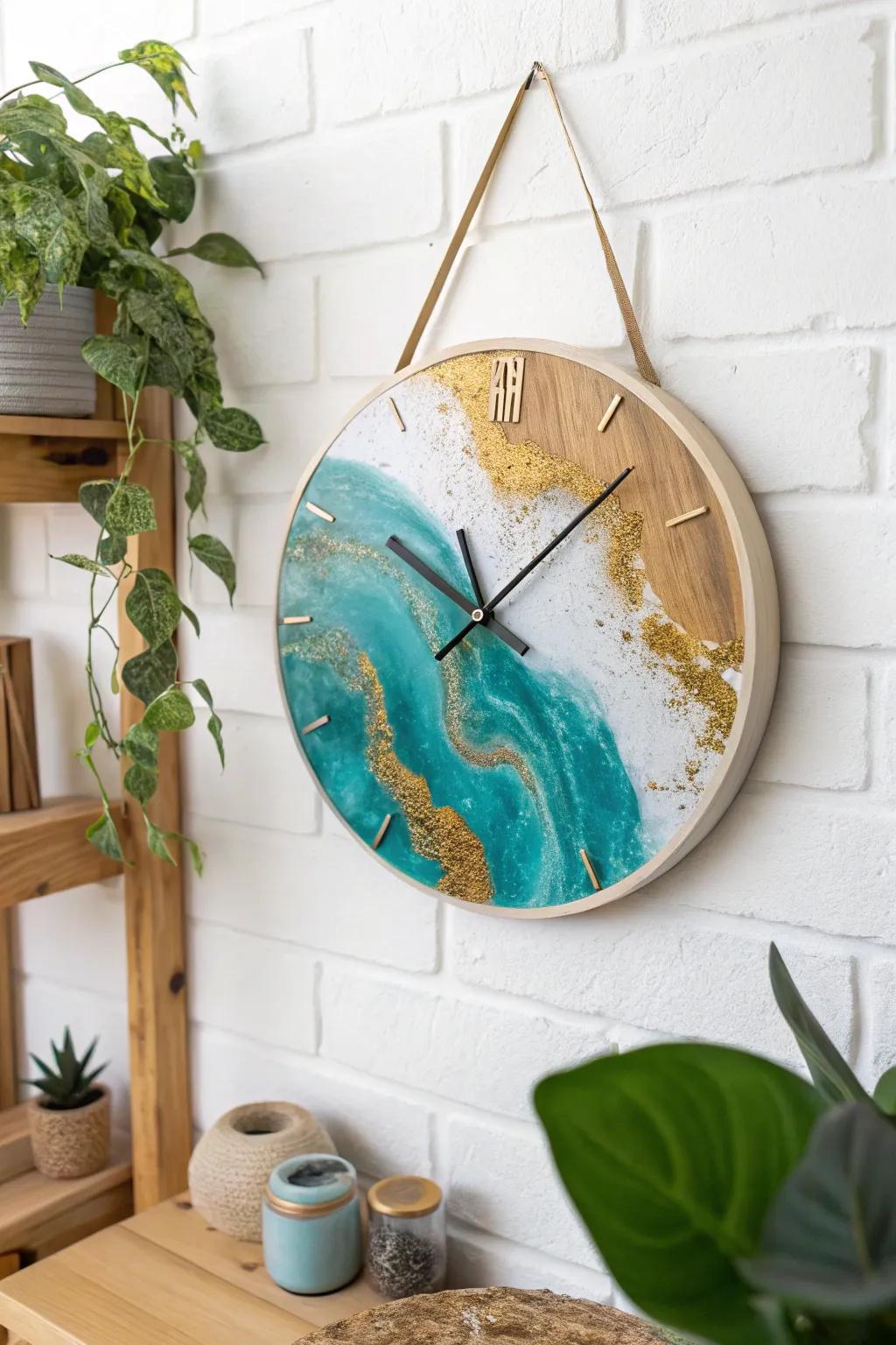 With the artistic elegance of a resin timepiece where time and creativity collide, you can enhance your wall. #ScandiBoho #ResinArt #MinimalistDesign