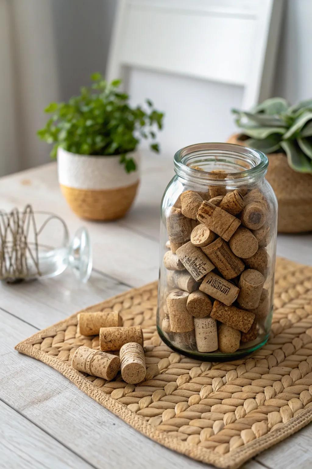 Transform your wine corks into a chic centerpiece - eco-friendly and elegant!