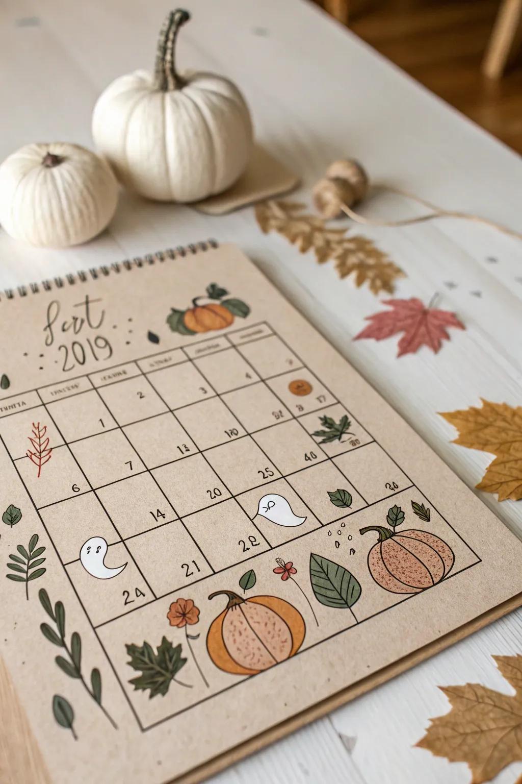 Embrace the eerie season with a handcrafted Specter Eve countdown calendar that merges minimalist design with whimsical doodles.