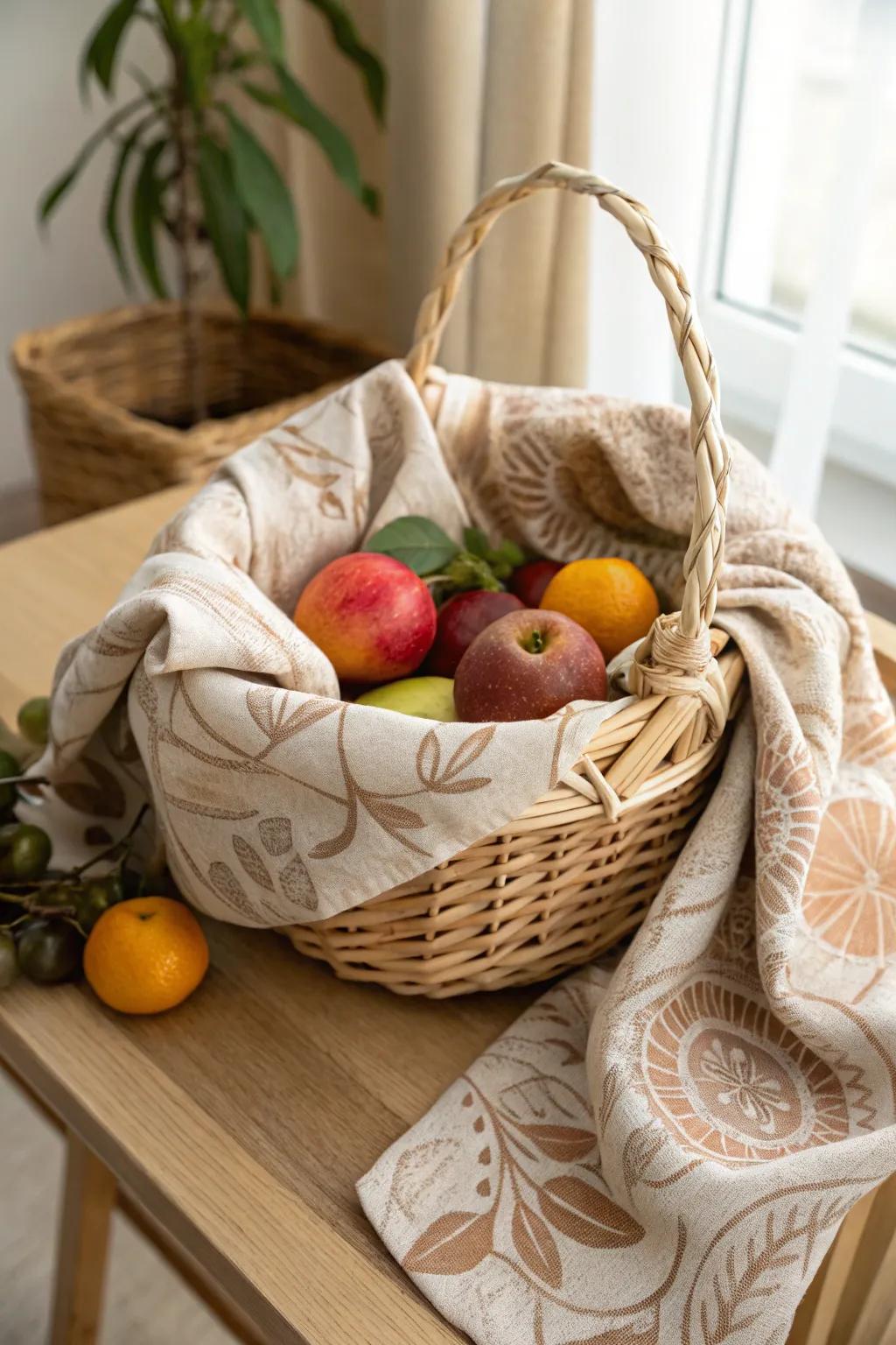 Elevate your gift-giving with an eco-friendly fruit arrangement wrapped in reusable elegance. 🌿🍎