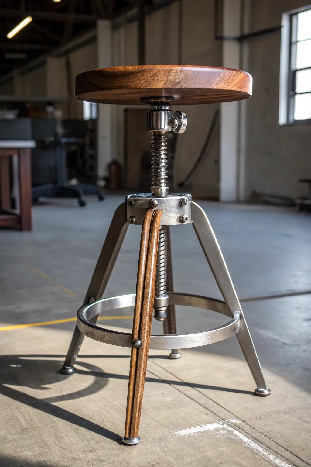 Enhance your space with an expertly welded adjustable stool—where craftsmanship meets versatility.