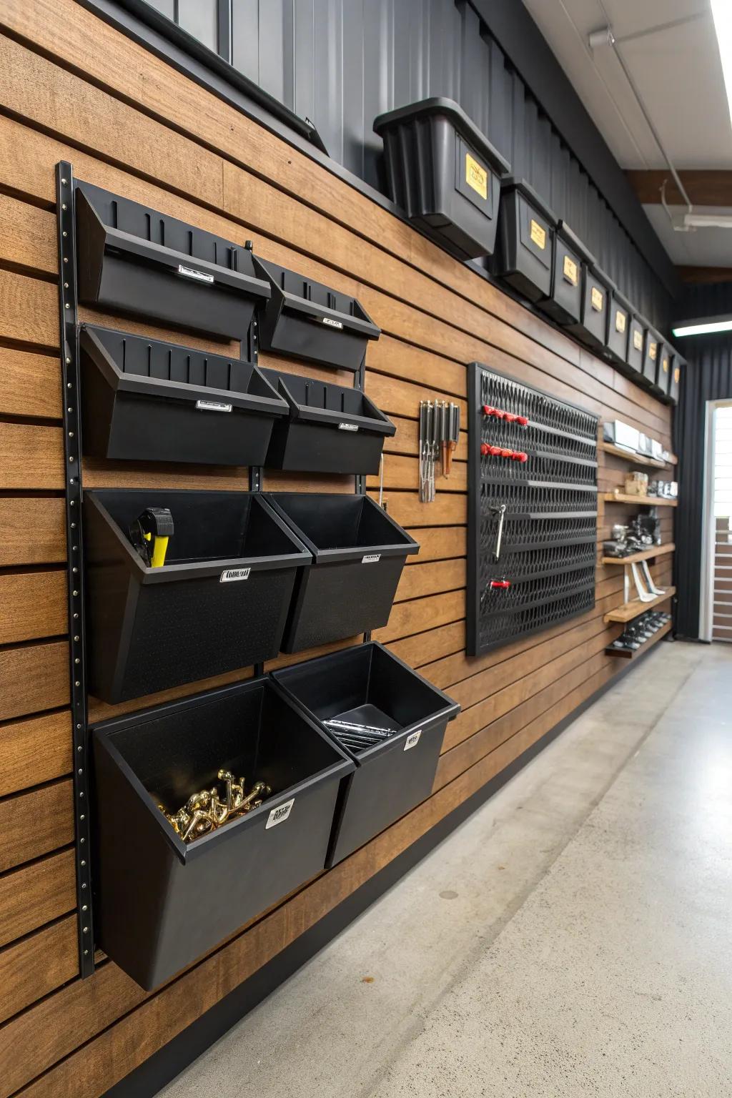 Elevate your garage organizing using fashionable tilt-out storing containers, which combine functionality and skill.