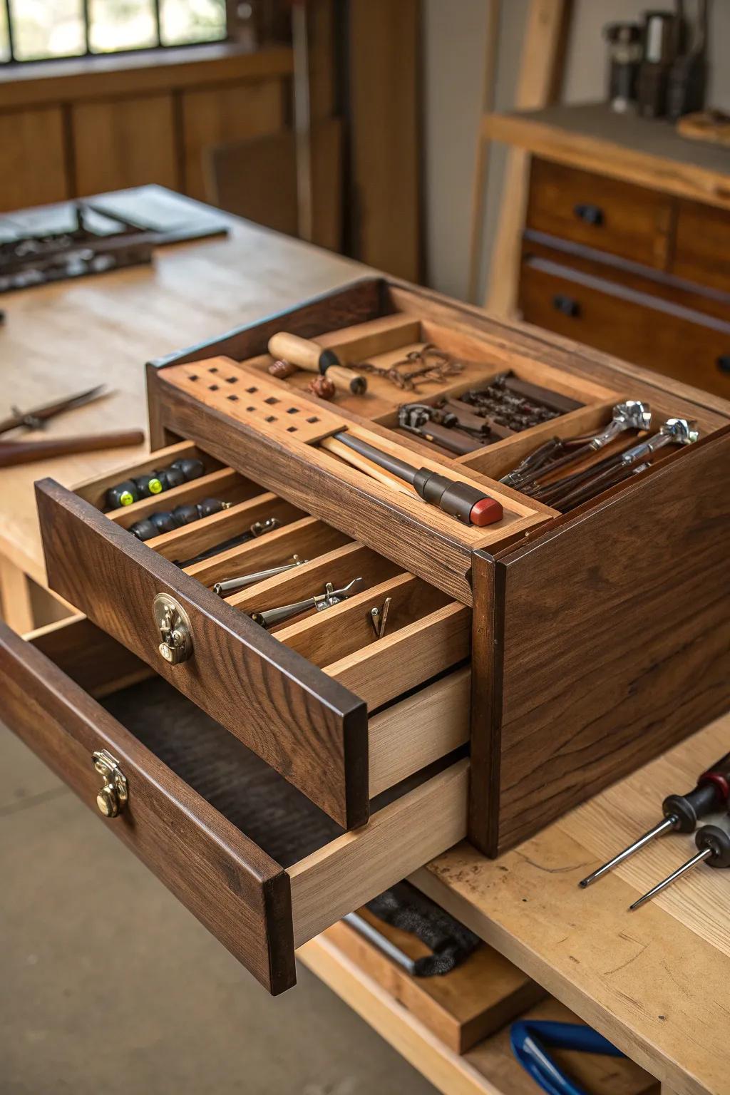 Master organization with bespoke drawer dividers, where every tool fits perfectly.